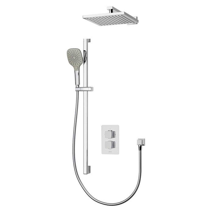 Aqualisa Dream Concealed Thermostatic Mixer Dual Outlet With Adj Kit &amp; Wall Fixed Head - Square