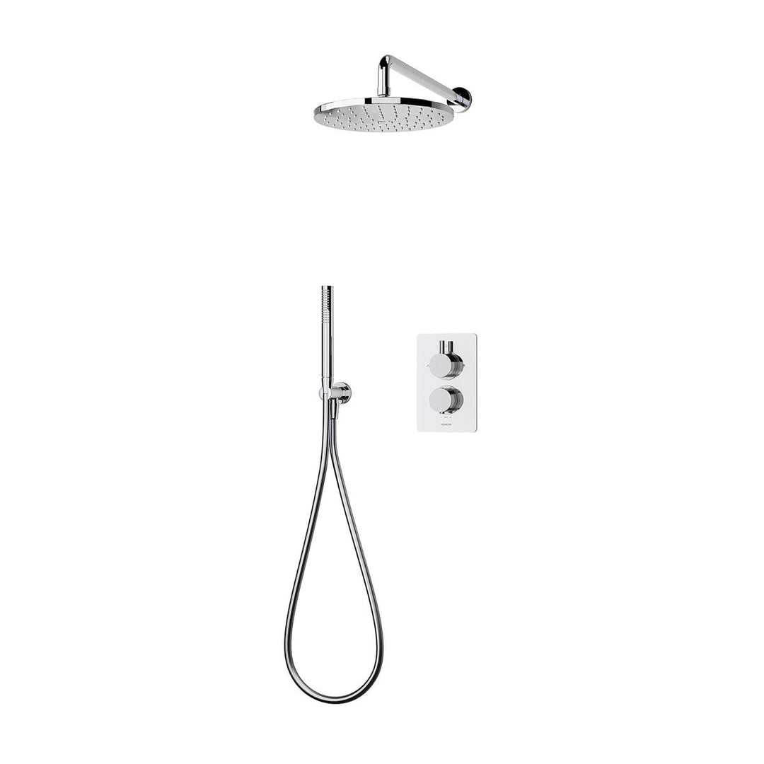 Aqualisa Dream Concealed Thermostatic Mixer Dual Outlet With Hand Shower &amp; Wall Fixed Head - Round