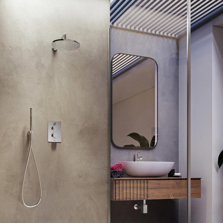 Aqualisa Dream Concealed Thermostatic Mixer Dual Outlet With Hand Shower &amp; Wall Fixed Head - Round