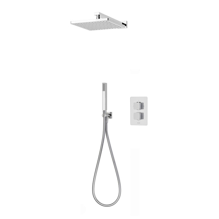 Aqualisa Dream Concealed Thermostatic Mixer Dual Outlet With Hand Shower &amp; Wall Fixed Head - Square