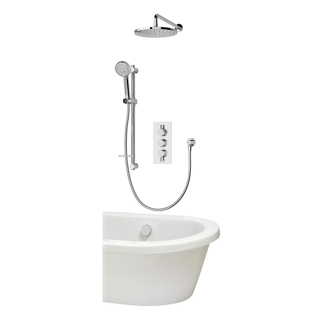 Aqualisa Dream Concealed Thermostatic Mixer Triple Outlet With Adj Kit, Wall Fixed Head &amp; Bath Fill - Round