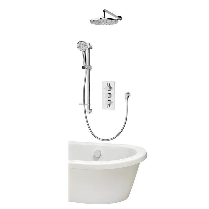 Aqualisa Dream Concealed Thermostatic Mixer Triple Outlet With Adj Kit, Wall Fixed Head &amp; Bath Fill - Round