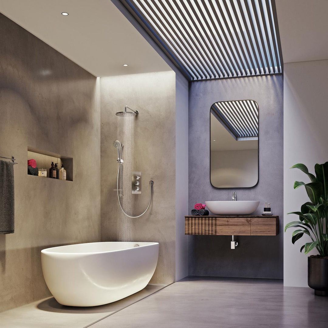 Aqualisa Dream Concealed Thermostatic Mixer Triple Outlet With Adj Kit, Wall Fixed Head &amp; Bath Fill - Round