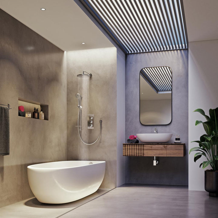 Aqualisa Dream Concealed Thermostatic Mixer Triple Outlet With Adj Kit, Wall Fixed Head &amp; Bath Fill - Round