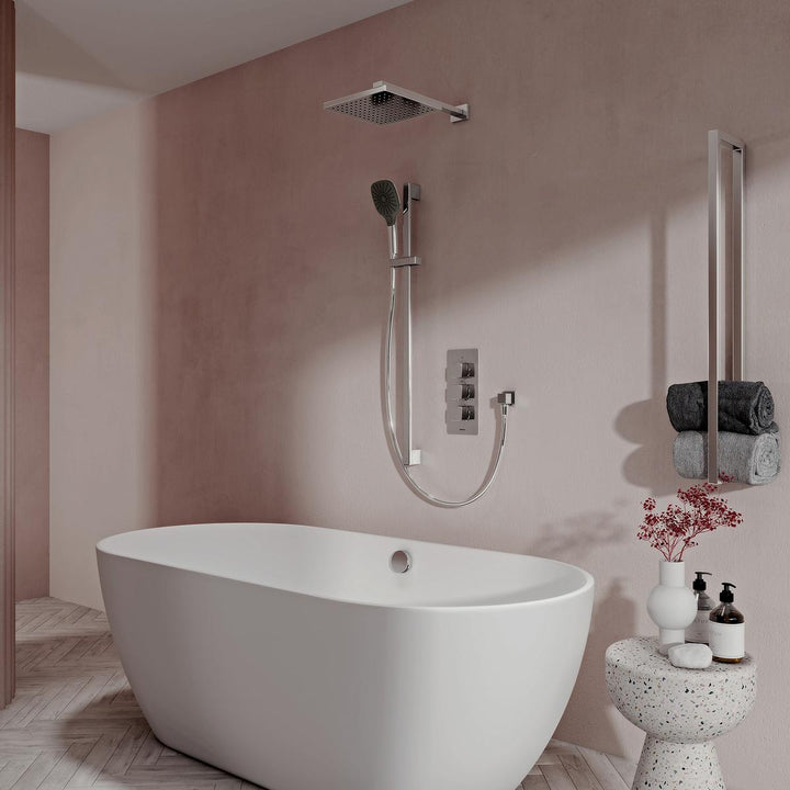 Aqualisa Dream Concealed Thermostatic Mixer Triple Outlet With Adj Kit, Wall Fixed Head &amp; Bath Fill - Square
