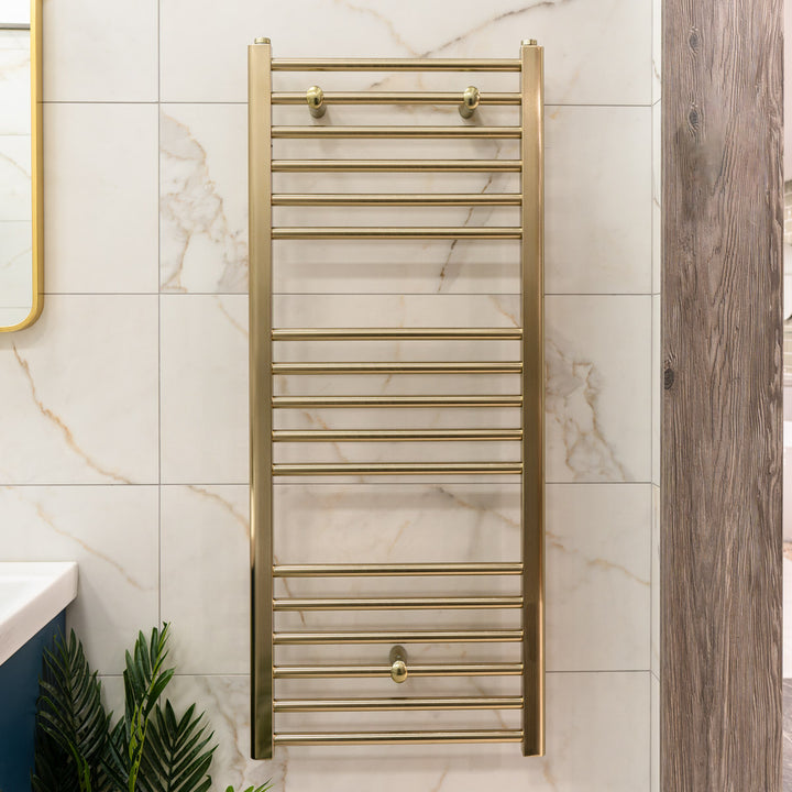 Eliseo Ricci 1200 x 500mm Straight Heated Towel Rail - Brushed Brass