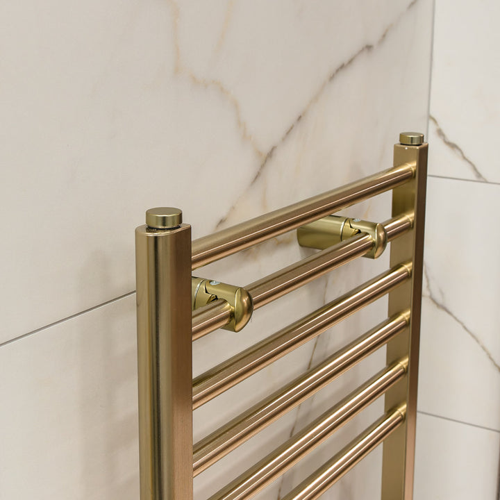 Eliseo Ricci 1200 x 500mm Straight Heated Towel Rail - Brushed Brass
