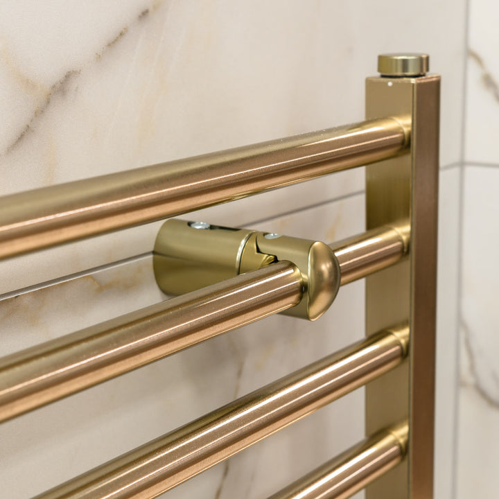 Eliseo Ricci 1200 x 500mm Straight Heated Towel Rail - Brushed Brass