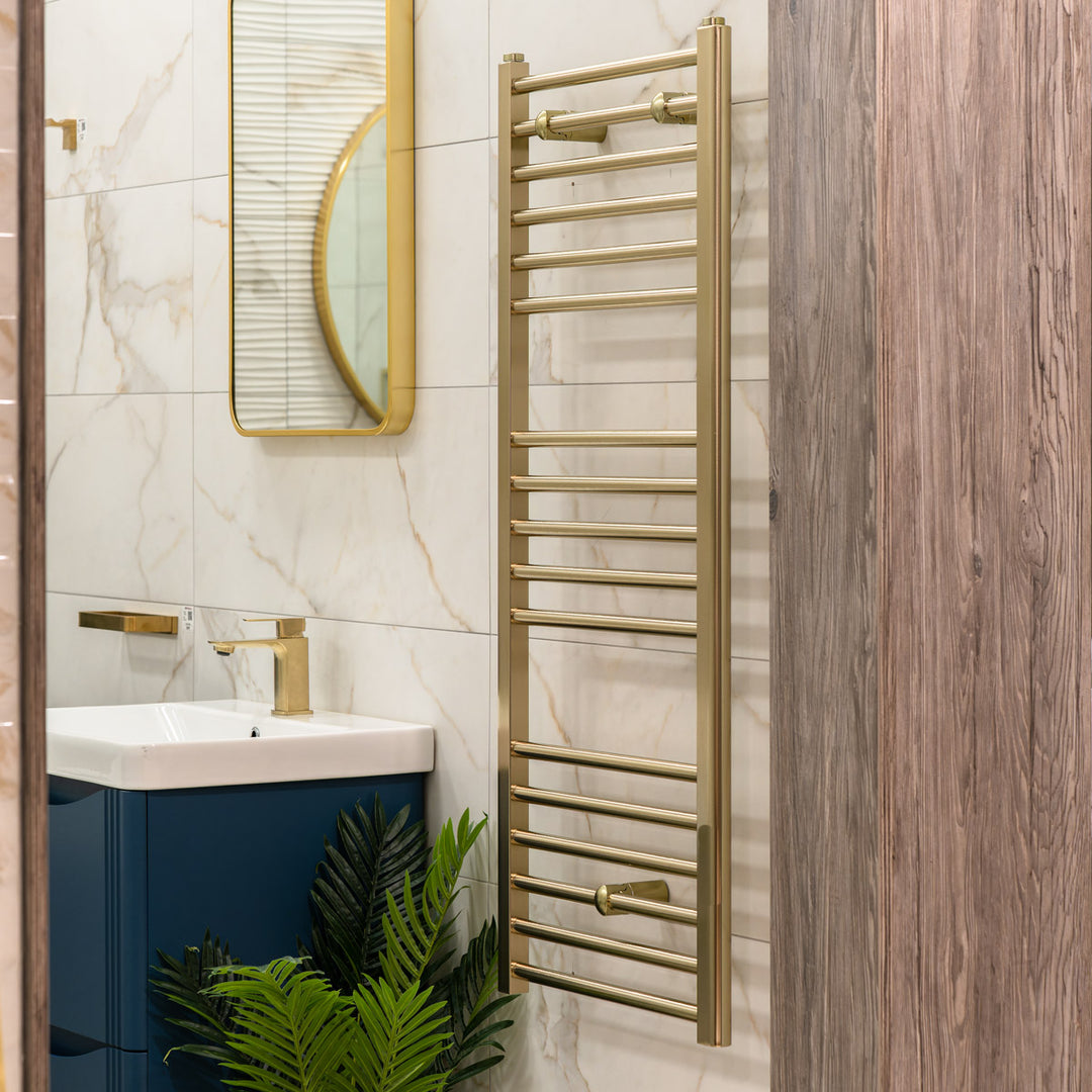 Eliseo Ricci 1200 x 500mm Straight Heated Towel Rail - Brushed Brass
