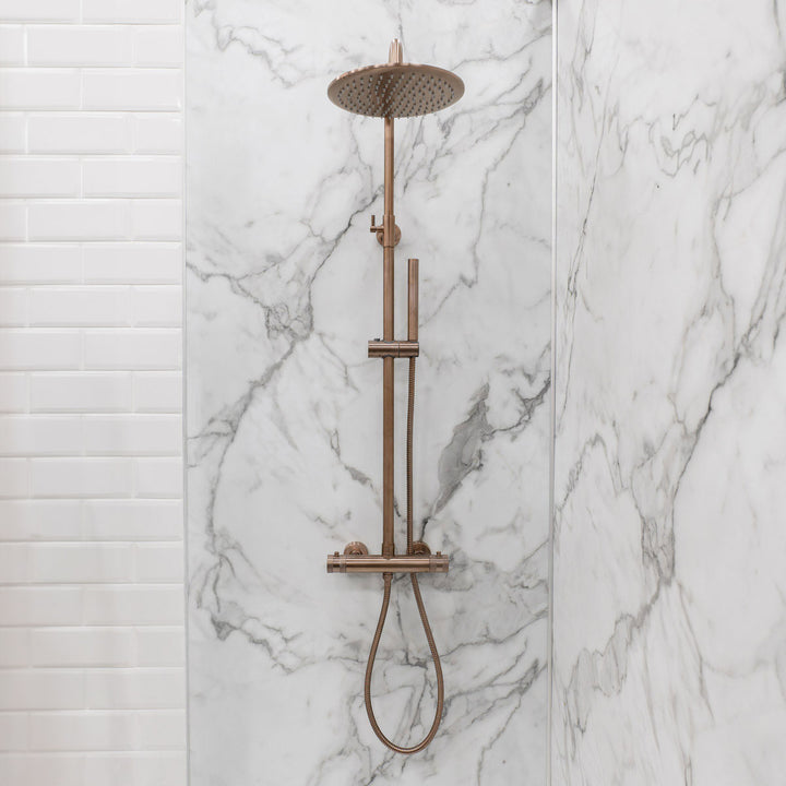 Eliseo Ricci Exclusiv Round Rigid Riser Shower - Brushed Bronze