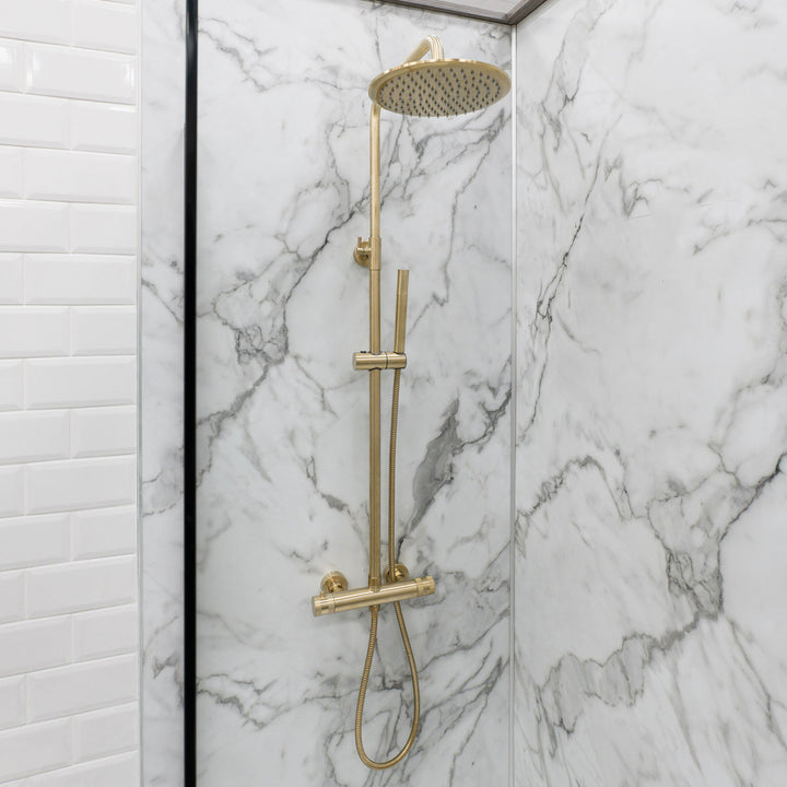 Eliseo Ricci Exclusive Round Rigid Riser Shower - Brushed Brass