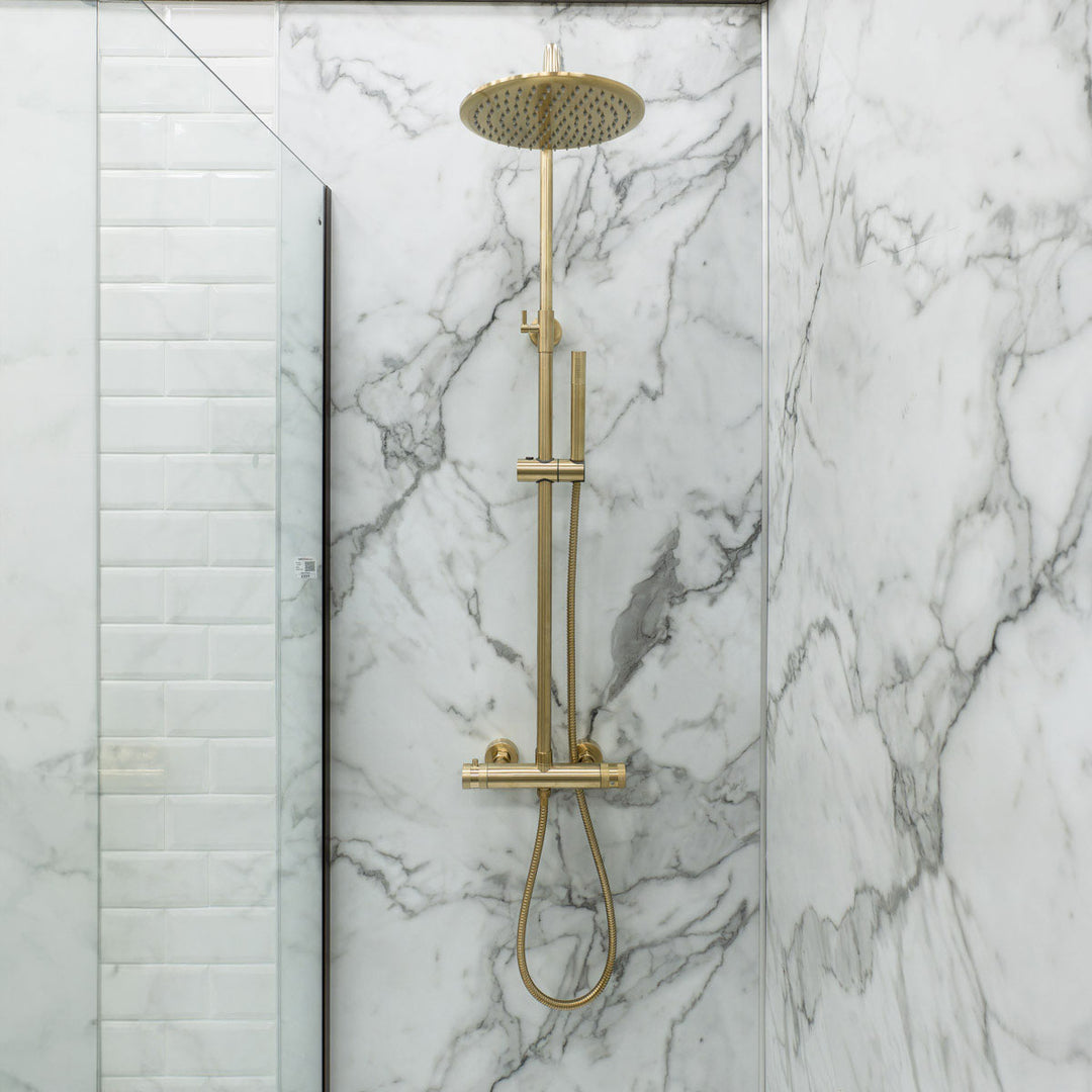 Eliseo Ricci Exclusive Round Rigid Riser Shower - Brushed Brass