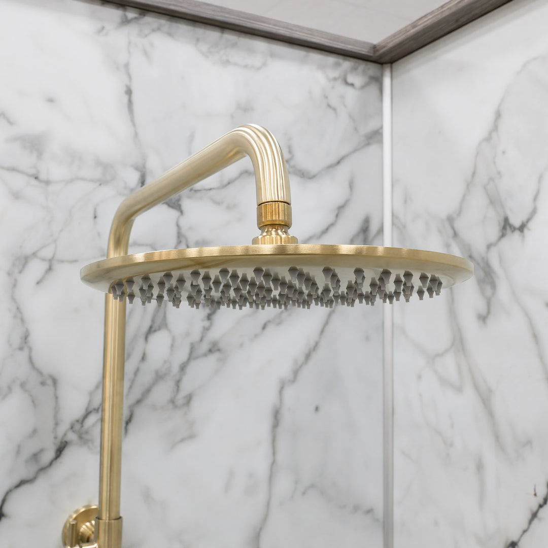 Eliseo Ricci Exclusive Round Rigid Riser Shower - Brushed Brass