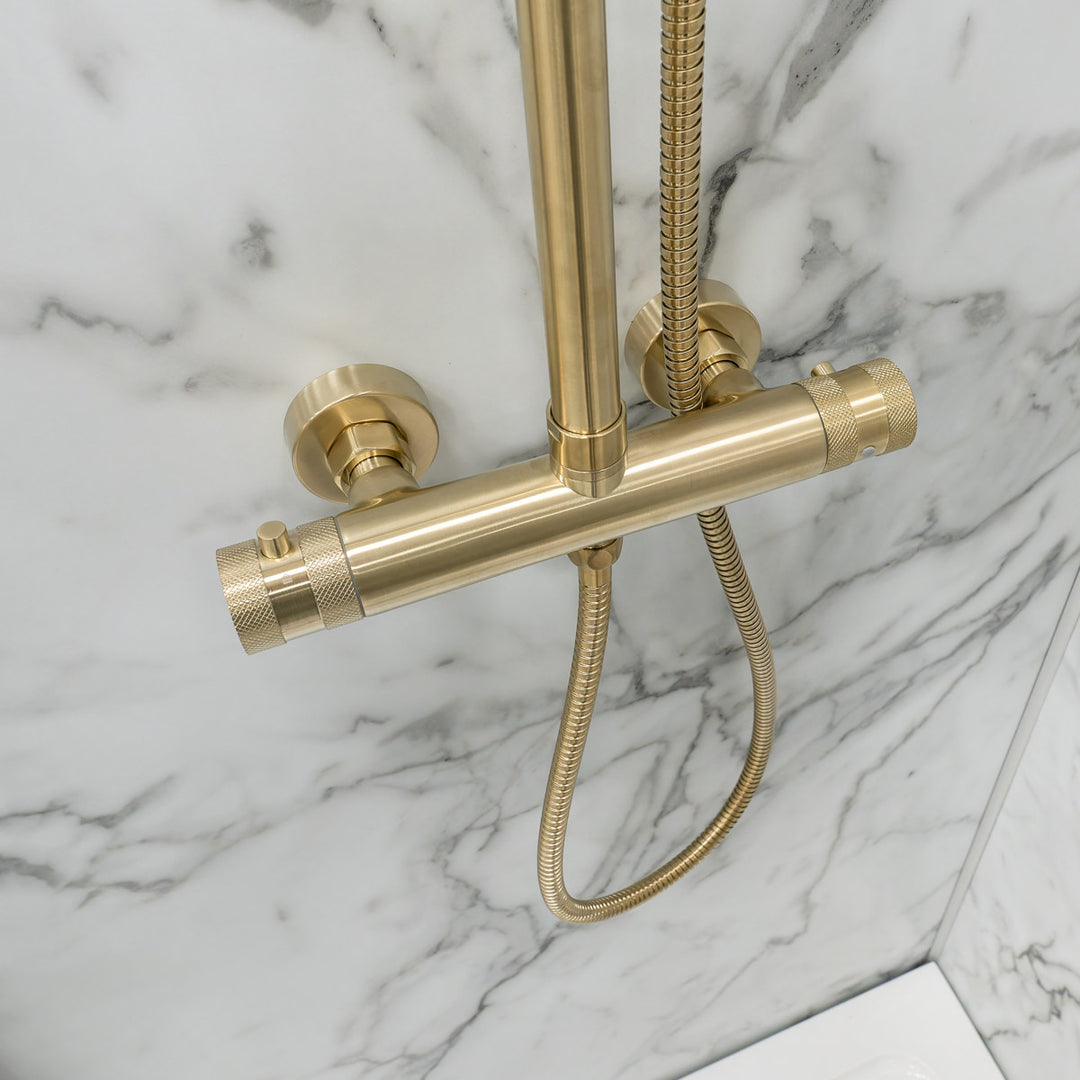 Eliseo Ricci Exclusive Round Rigid Riser Shower - Brushed Brass