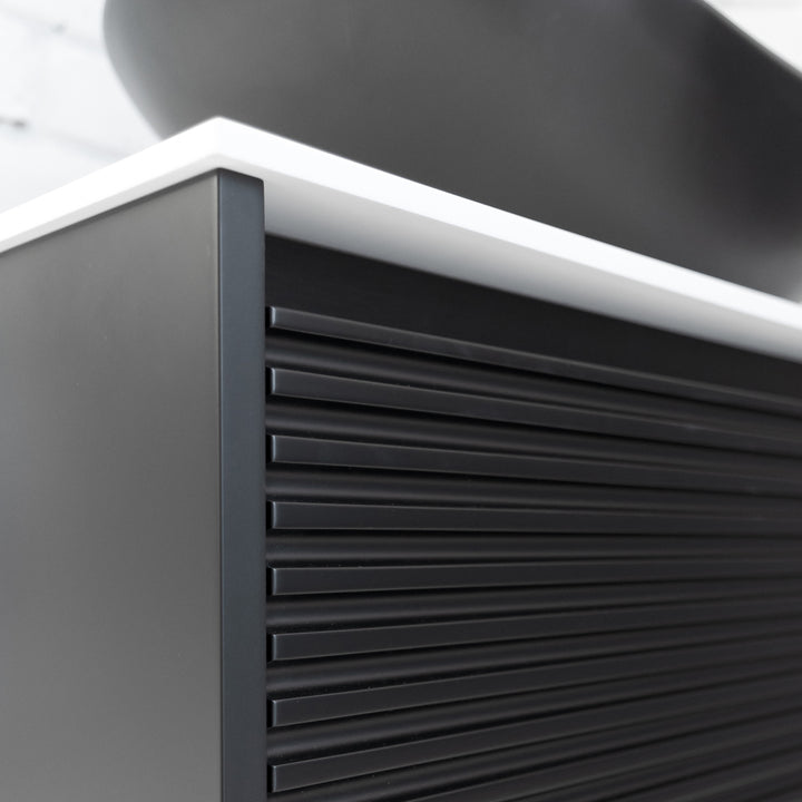 Josef Martin Roma 800mm Wall Hung 1 Reeded Drawer Vanity Unit with Glacier White Worktop - Ember