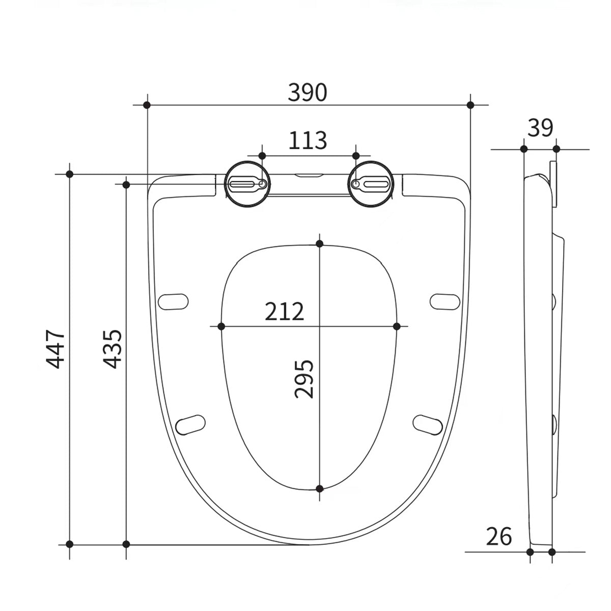 Duo Toilet Seat - Technical drawing