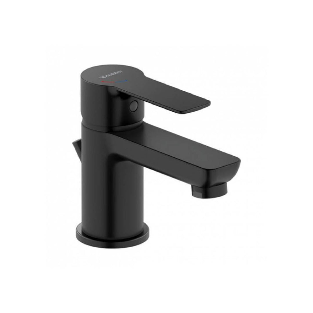 Duravit D-Code Single Lever Small FreshStart Basin Mixer w/ MinusFlow &amp; Waste Lever - Matt Black