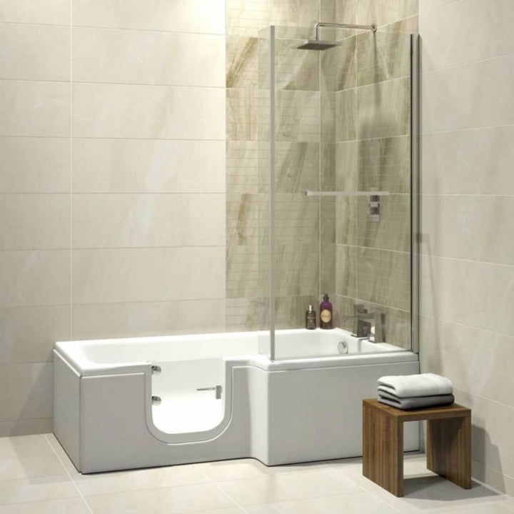 Bathe Easy Solarna Easy Access 1700mm L-Shape Bath, Screen &amp; Panels - Left Hand