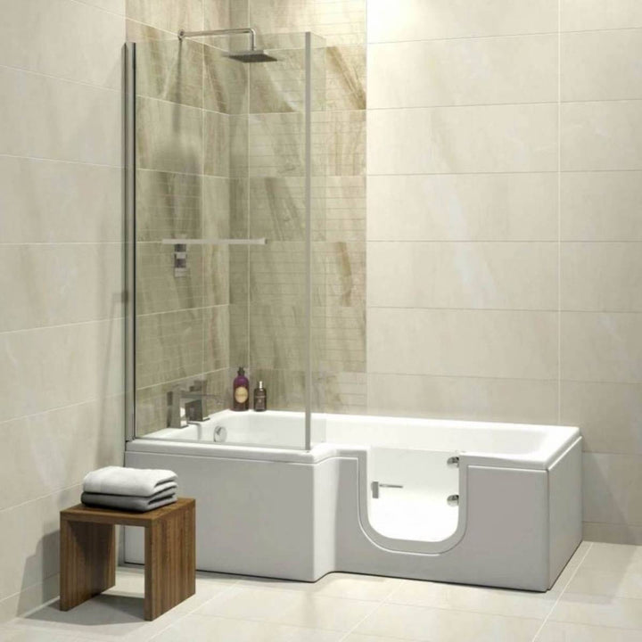 Bathe Easy Solarna Easy Access 1700mm L-Shape Bath, Screen &amp; Panels - Right Hand