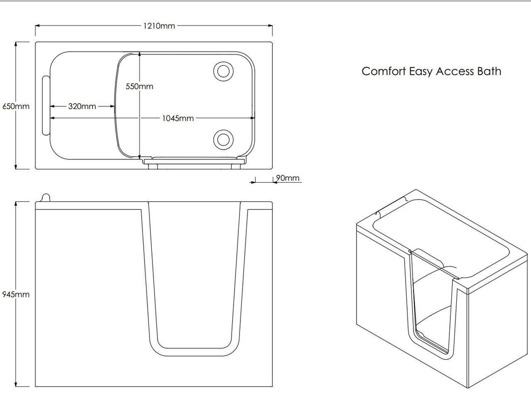 Bathe Easy Comfort Easy Access Deep Bath &amp; Panels - Right Hand