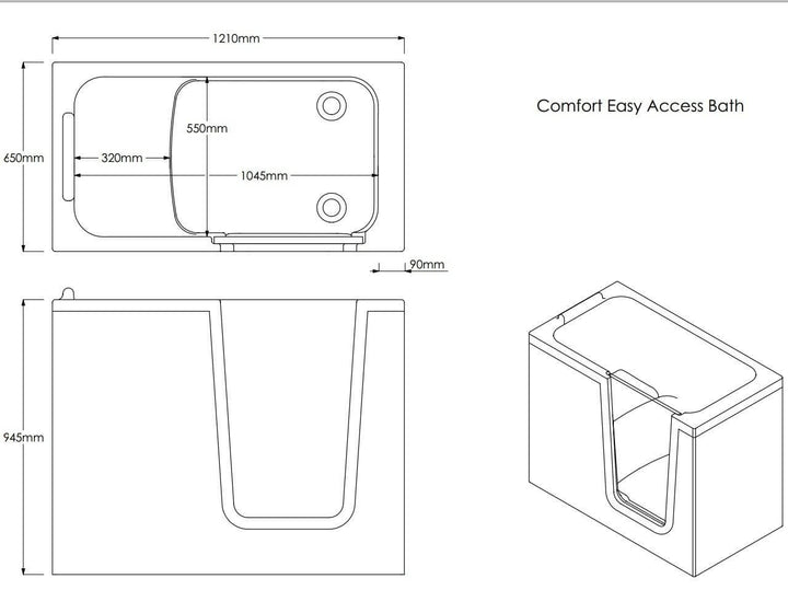 Bathe Easy Comfort Easy Access Deep Bath &amp; Panels - Right Hand