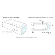 Bathe Easy Cascade 1500mm Easy Access Straight Bath & Panels - Right Hand - Technical drawing