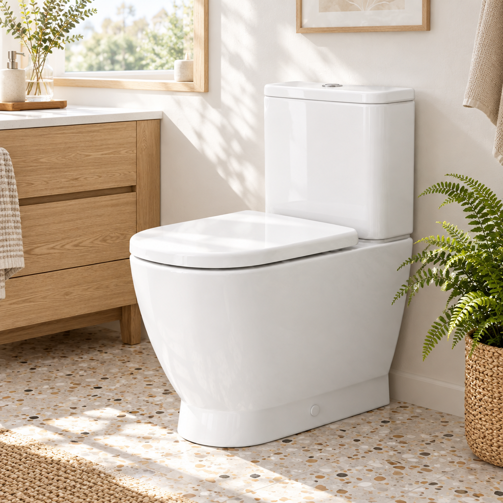 Duravit D-Code Fully Back to Wall Close Coupled Toilet with Soft Close Seat