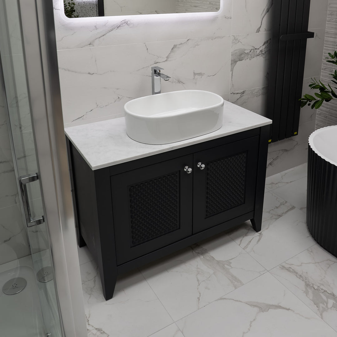 Josef Martin Eden 1050mm Floor Standing Vanity Unit &amp; Pebble Worktop - Slate