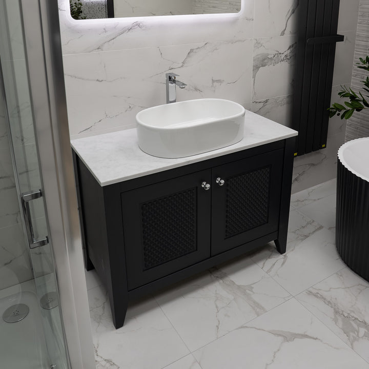 Josef Martin Eden 1050mm Floor Standing Vanity Unit &amp; Pebble Worktop - Slate