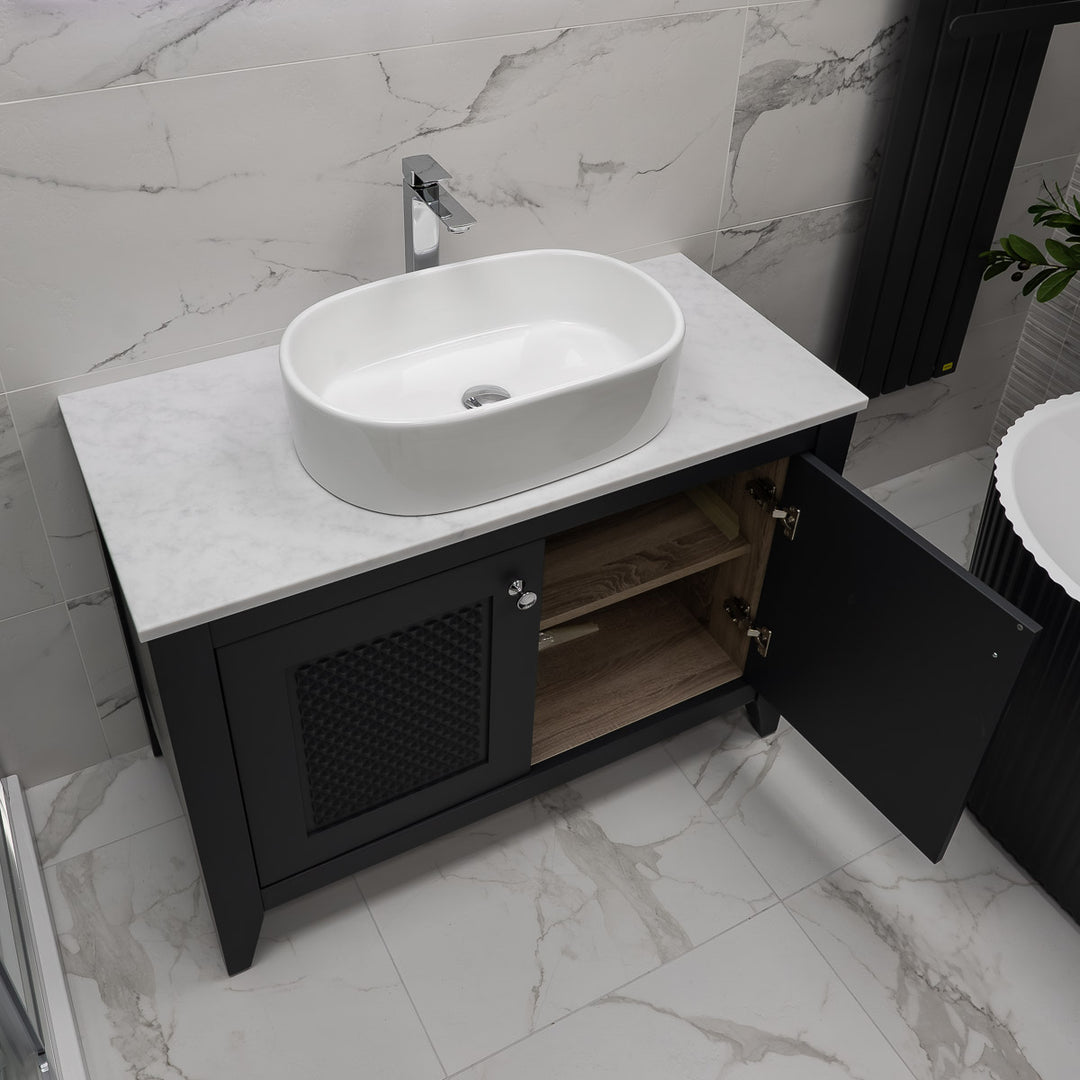 Josef Martin Eden 1050mm Floor Standing Vanity Unit &amp; Pebble Worktop - Slate