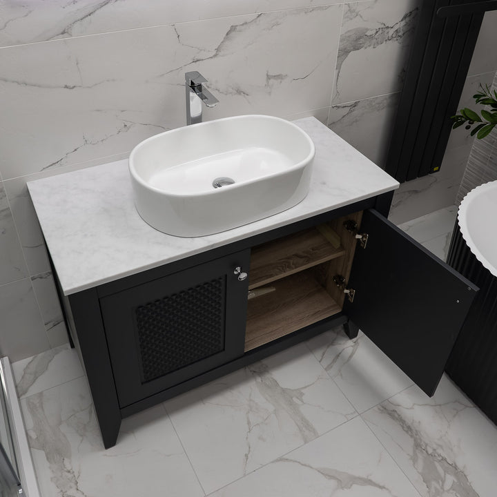 Josef Martin Eden 1050mm Floor Standing Vanity Unit &amp; Pebble Worktop - Slate