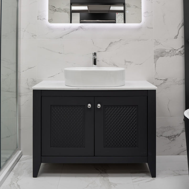 Josef Martin Eden 1050mm Floor Standing Vanity Unit &amp; Pebble Worktop - Slate