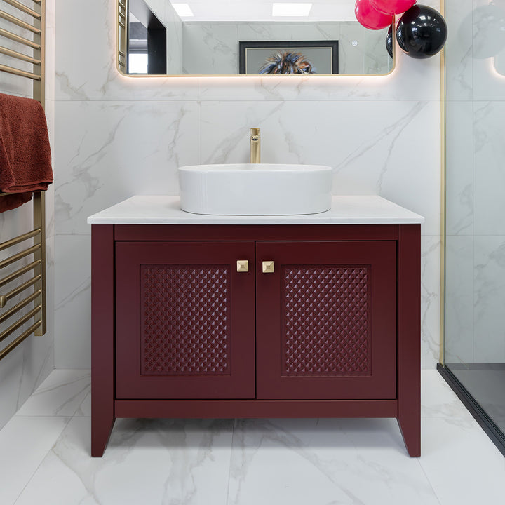 Josef Martin Eden 1050mm Floor Standing Vanity Unit &amp; Pebble Worktop - Merlot