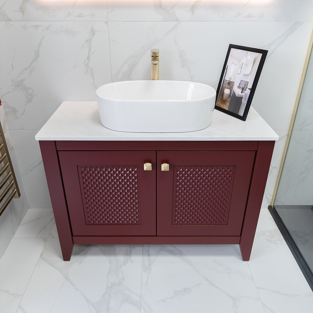 Josef Martin Eden 1050mm Floor Standing Vanity Unit &amp; Pebble Worktop - Merlot