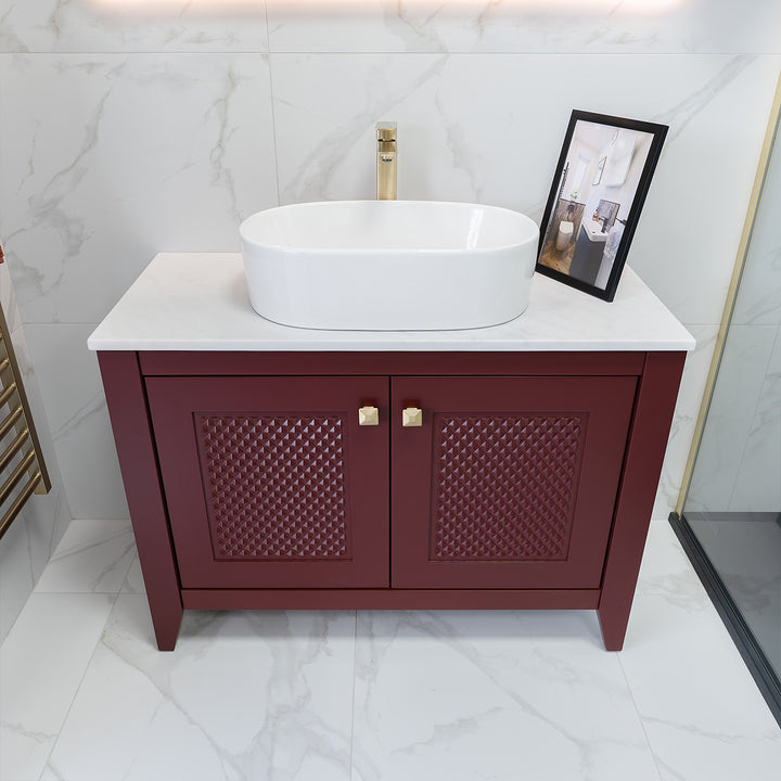 Josef Martin Eden 1050mm Floor Standing Vanity Unit &amp; Pebble Worktop - Merlot