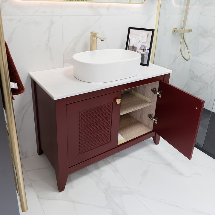 Josef Martin Eden 1050mm Floor Standing Vanity Unit &amp; Pebble Worktop - Merlot