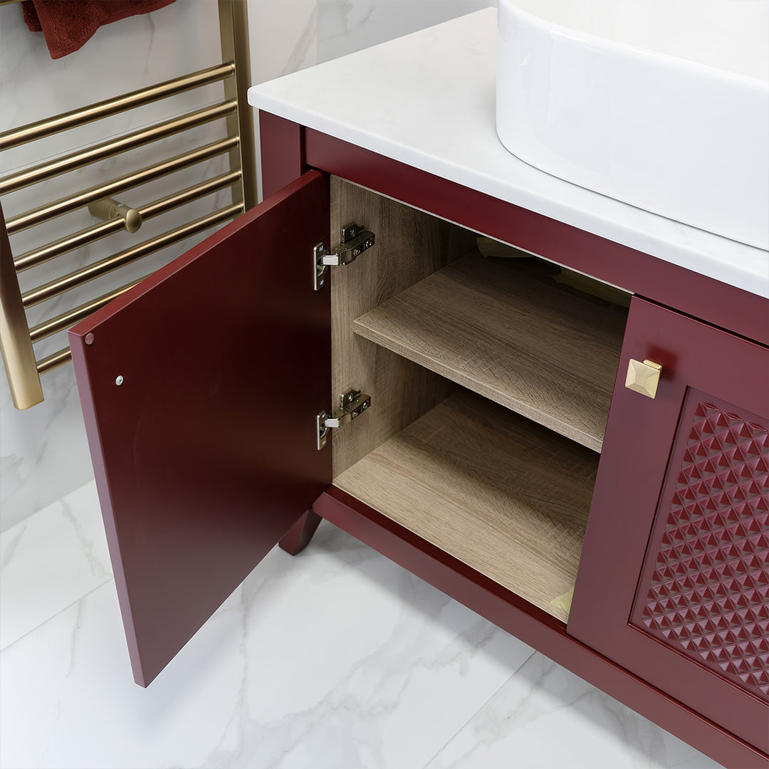 Josef Martin Eden 1050mm Floor Standing Vanity Unit &amp; Pebble Worktop - Merlot