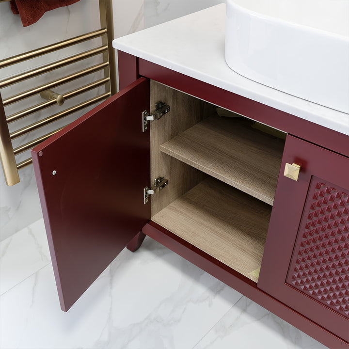Josef Martin Eden 1050mm Floor Standing Vanity Unit &amp; Pebble Worktop - Merlot