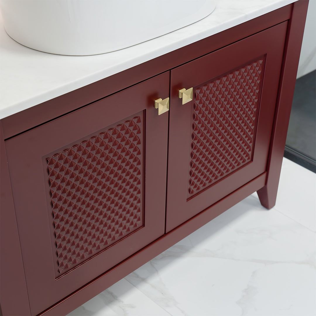 Josef Martin Eden 1050mm Floor Standing Vanity Unit &amp; Pebble Worktop - Merlot