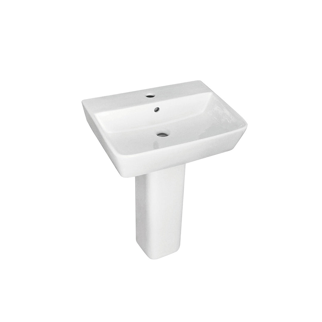Enzo2 Square 1 Tap Hole Basin & Full Pedestal - 450mm