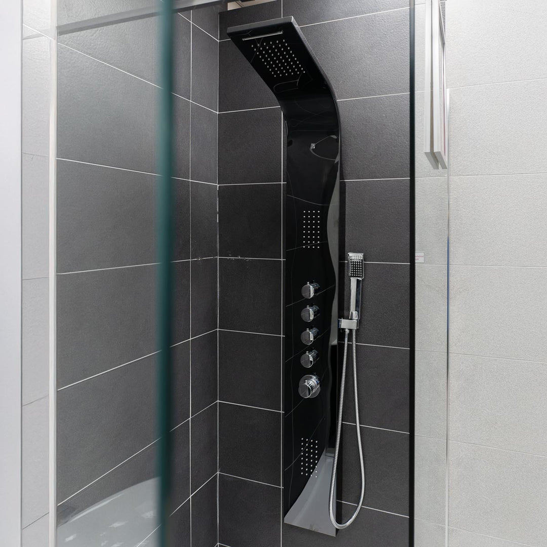Eliseo Ricci Monsoon Waterfall Shower Tower - Black Chrome