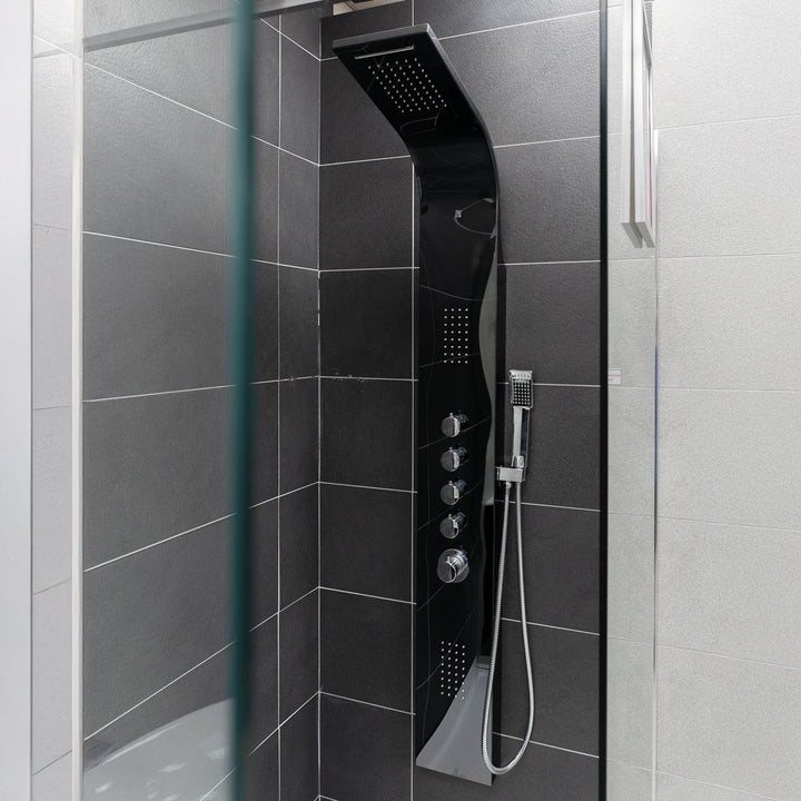 Eliseo Ricci Monsoon Waterfall Shower Tower - Black Chrome