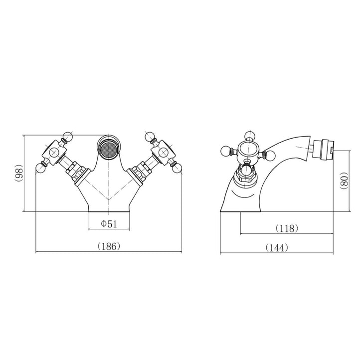 Eliseo Ricci Balmoral Crosshead Bidet Mixer