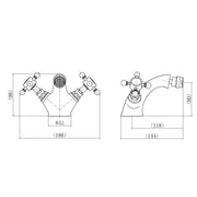 Eliseo Ricci Balmoral Crosshead Bidet Mixer - Technical drawing
