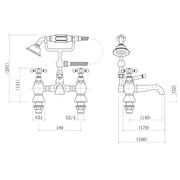 Eliseo Ricci Traditional English Balmoral Bath Shower Mixer - Technical drawing