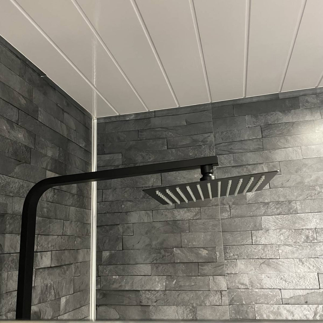 Eliseo Ricci Noir Cube Plus Thermostatic Rain Shower with Diverter - Black