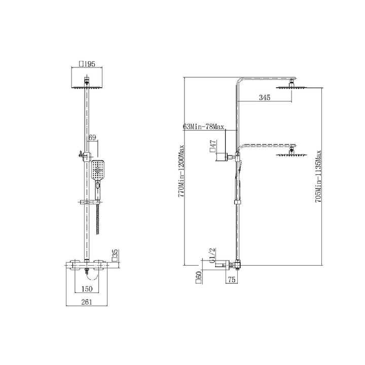 Kiimat Complete 900mm Walk In Shower Bundle with Chrome Shower