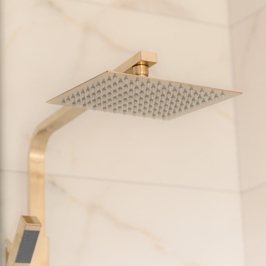 Eliseo Ricci Cube Plus Thermostatic Rain Shower with Diverter - Brushed Brass