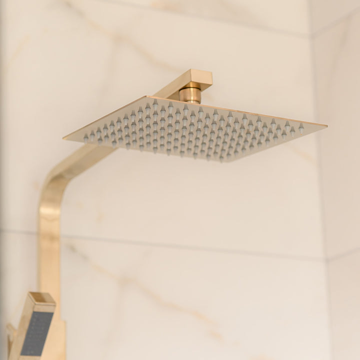 Eliseo Ricci Cube Plus Thermostatic Rain Shower with Diverter - Brushed Brass