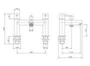 Eliseo Ricci Curve Bath Shower Mixer - Technical drawing